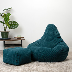 icon Dalton Gaming Bean Bag Chair and Footstool, Corduroy - Teal by icon