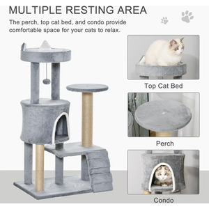 PawHut 100cm Cat Tree Condo - Grey by PawHut