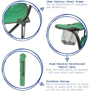 Folding Canvas Camping Chairs - Matt Black - Pack of 4 - Blue by Harbour Housewares