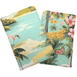 Palm Trees and Hibiscus Passport Cover - Green by Warren Reed - Designer