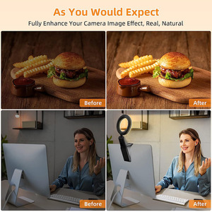 Dimmable Laptop Ring Light with Phone Holder - Black by Livingandhome