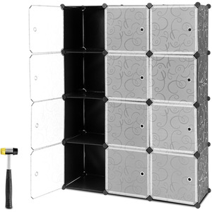 Costway 12-Cube Storage Organizer-Black - Black by Costway