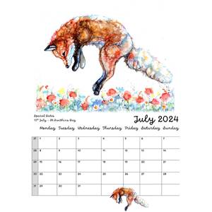 Foxes in Watercolour 2024 Calendar by BebesArts