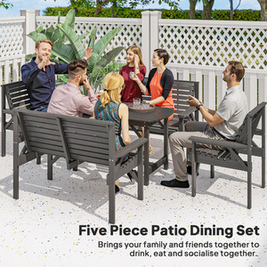Outsunny 5 Piece Wooden Garden Dining Set - Grey by Outsunny