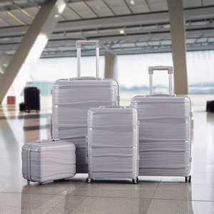 4PCS Lockable Travel Suitcase Set - Light Grey by Livingandhome