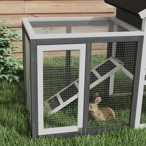 PawHut 122cm Wooden Pet Hutch Small Animal Cage - Grey by PawHut