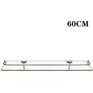 Bathroom Shelf Tempered Glass Storage Organizer - Transparent / 60cm by Livingandhome