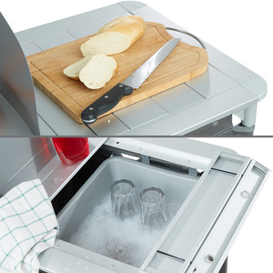 Camping Kitchen with 4 Shelves and Sink - Grey by tectake