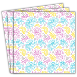 Paisley Party Paper Napkins Yellow Pink - WHITE by Peacock Supplies