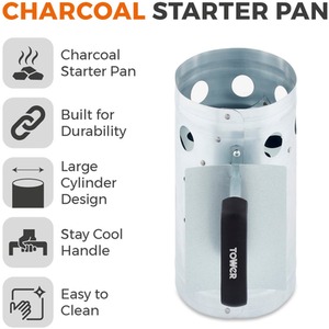 Charcoal Starter Pan Stainless Steel - Silver by Tower