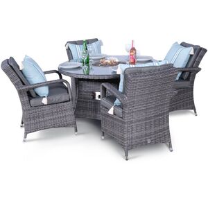 Arizona Fire Pit Round Rattan Patio Dining Set - Grey / 4 by Giardino
