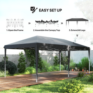 Outsunny Garden Large Gazebo Pop Up Gazebo - Grey by Outsunny