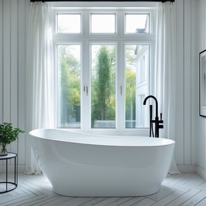 Brisa Glossy Freestanding Acrylic Bathtub - White by Fino Stone