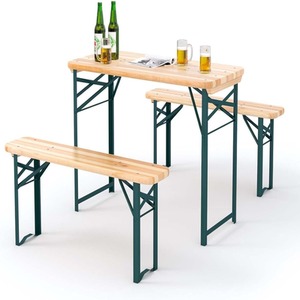 Folding Wooden Picnic Table Set - brown