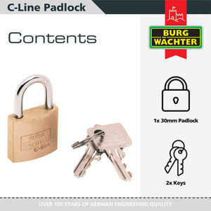 C Line Brass Padlock - Brass / 30mm by Burg-Wachter