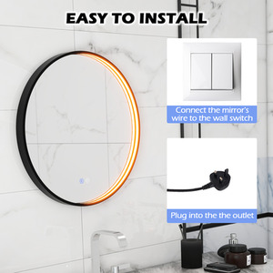 Round Bathroom Mirror - Black by Costway
