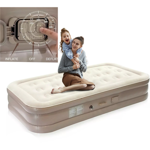 High Raised Inflatable Air Bed with Built-in Pump - Grey / Single by WJ