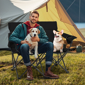 2-Person Outdoor Lawn Chair - Black by Costway