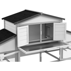 Small Animal Cage with Run, Tray, Ramp D51-093V01LG - Light Grey by PawHut