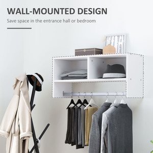 HOMCOM Wall Mounted Coat Hanger - White by HOMCOM
