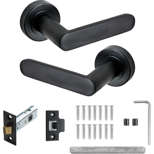 Echo Matt Black Passage Door Lever Handles - Latch Kit - Matt Black by DecorAndDecor