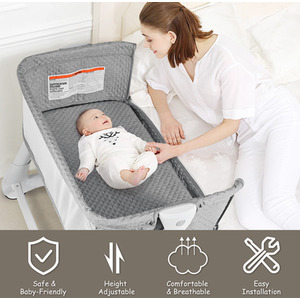 Costway 2-in-1 Bassinet and Sofa Baby Bedside Crib-Grey - Grey by Costway
