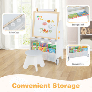 Toddler Easel with Stool - Grey by Costway