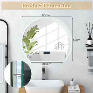 Half Circle LED Bathroom Mirror - Silver by Costway