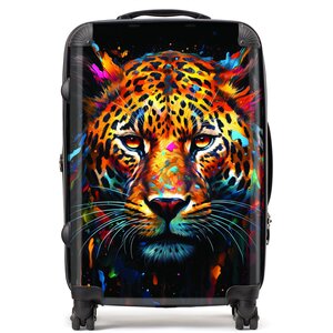 Splashart Leopard Face Suitcase - Brown / 80l by Warren Reed - Designer