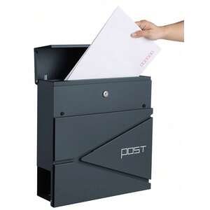 Lockable Post Box Mounted on the Wall - Grey by SONGMICS