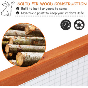 PawHut rabbit Run Wooden Rabbit Hutch Cage - Natural by PawHut