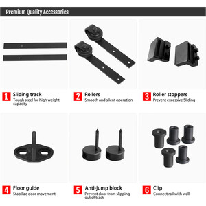 Barn Door Sliding Hardware Track Set Kit - Black by Yaheetech