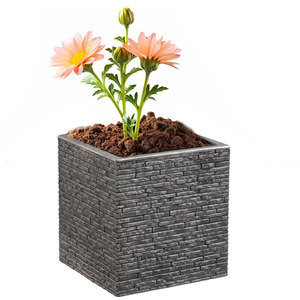 Square Brick Slate Effect Planter - Grey by STORM TRADING GROUP