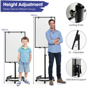 Mobile Whiteboard Dry Erase Board - Black by Costway