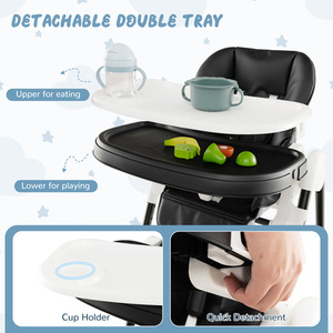 Baby High Chair Foldable Toddler Dining Chair - Black by Costway