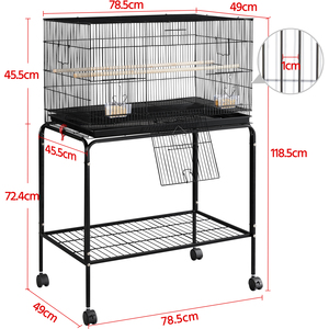 Small Birds Flight Cage with Rolling Stand - Black by Yaheetech