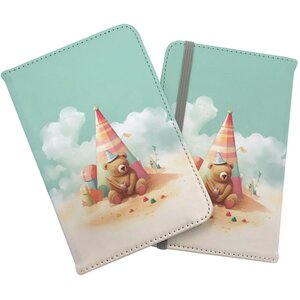 A Bear On A Beach Holiday Passport Cover - Yellow by Warren Reed - Designer
