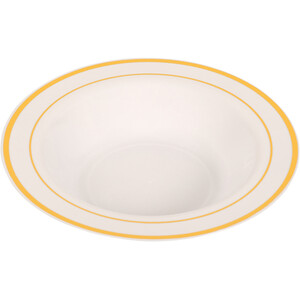 Pack of 8 Gold Rim Plastic Bowls - Gold