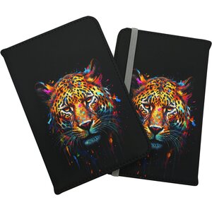 Splashart Leopard Face Passport Cover - Brown by Warren Reed - Designer