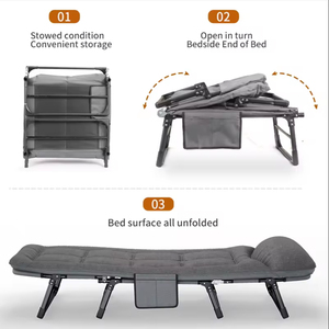 Oversized Folding Camping Cot with Mattress - Grey