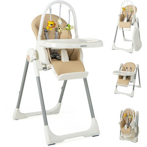 4-in-1 Baby Highchair - Almond Brown by Costway