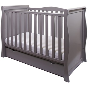Willow Sleigh Mini Cot Bed Grey with Drawer and Mattress - Grey by Viculii