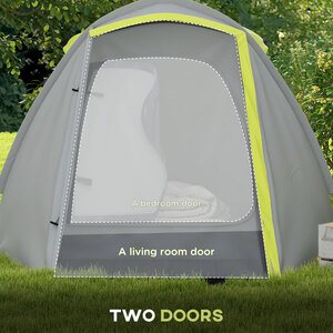 Outsunny 2-3 Man Camping Tent with Bedroom and Living Room - Yellow by Outsunny