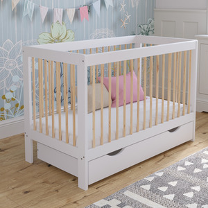 Luca Cot Bed With Drawer - White/Pine by Love For Sleep