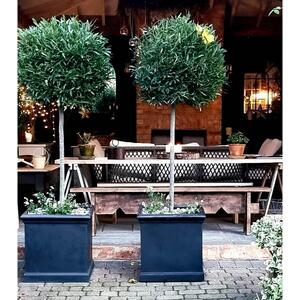 Victorian Square Planter, Slate Effect Reinforced Stone Outdoor Plant Pot - Black / 85.2l by IDEALIST