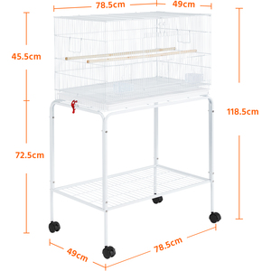 Small Birds Flight Cage with Rolling Stand - White by Yaheetech