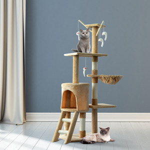 PawHut Cat Tree Activity Centre Condo - Beige by PawHut