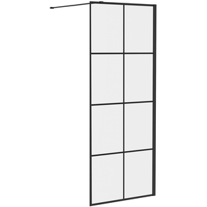 Black Walkin Shower Enclosure Easy Clean Grid Glass Shower Screen