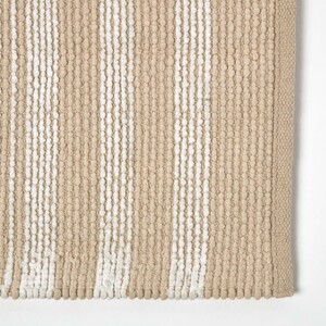 Chenille Stripe Bath Mat 100 Cotton, 50 x 80 cm - Beige by Homescapes