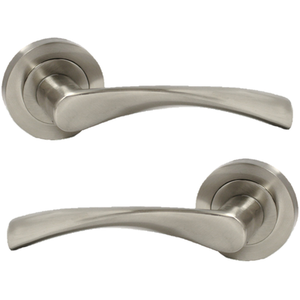 Astrid Door Handles Latch Twist Lever on Rose - Satin - Satin by Betley Butterfly